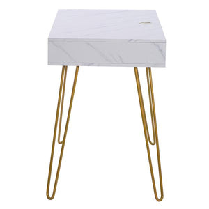 Computer Table Study Table  With Marble Iron Foot White [103x55x80cm] US warehouse