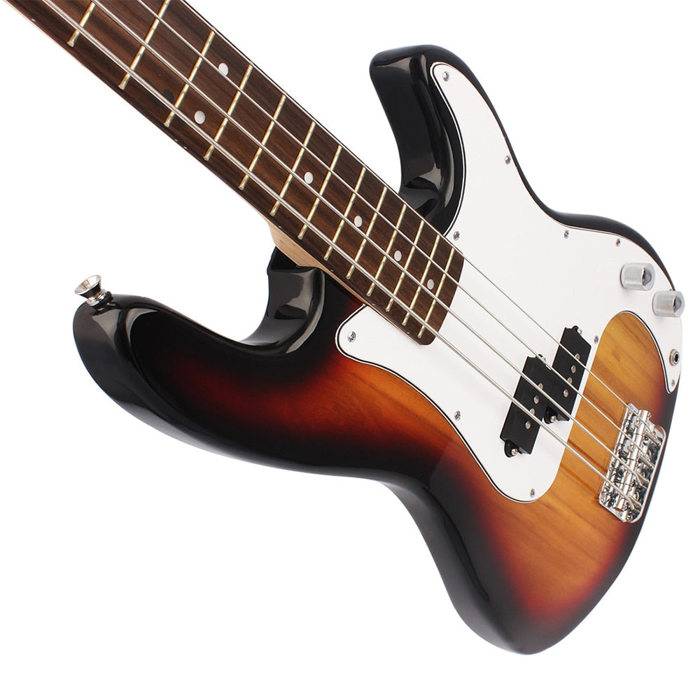 21 Frets 4 String Electric Bass Guitar Sunset Color Basswood Bass Guitar Stringed Instrument With Connection Cable Wrenches