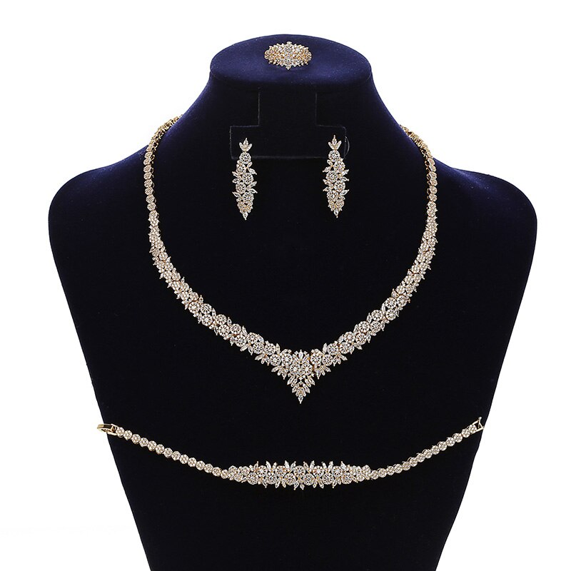 Jewelry Sets HADIYANA Charming 4PCS Necklace Earrings Ring And Bracelet Set For Women Wedding Got Enagged CN1794 Bisuteria