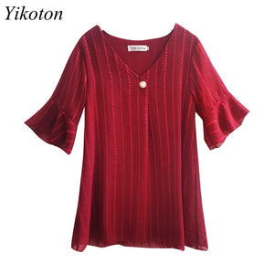 Dress Shirts Summer For Women Blouse Office Clothing Top Female Woman&#39;s Blouses Shirt V-Neck Plus Size Feminine Blusas chemise
