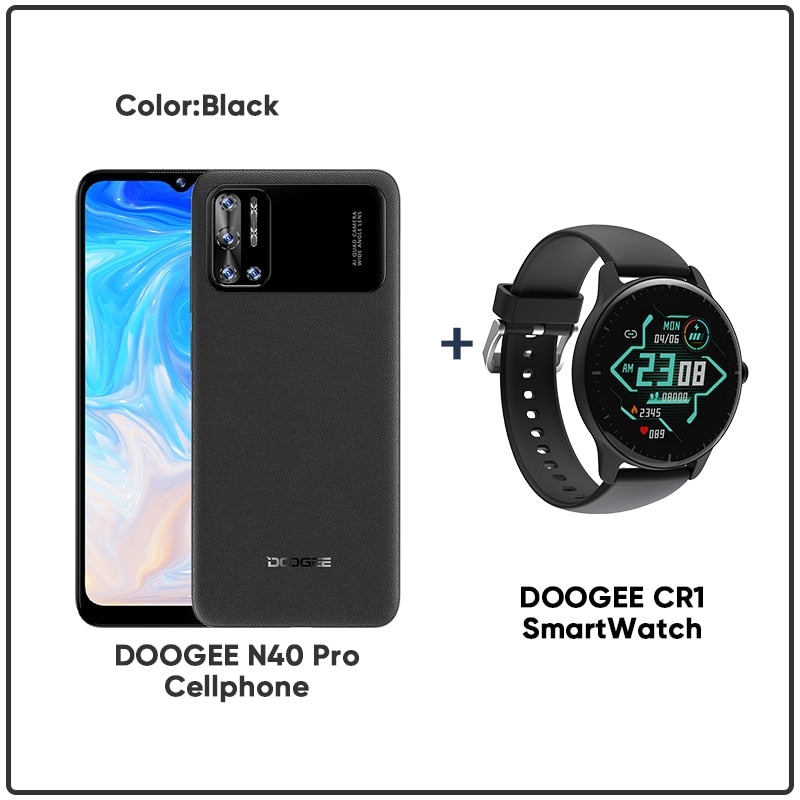 DOOGEE N40 Pro Smartphone 6.5 inch 20MP Quad Camera Helio P60 6GB+128GB Cellphone 6380mAh Battery 24W fast Charging