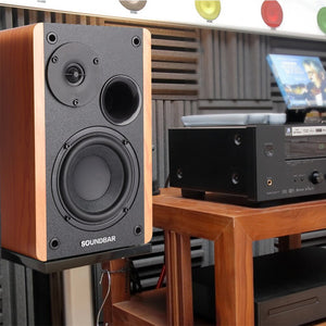 80W 2.0 HiFi Speaker Bookshelf Bluetooth Speaker Sound System Wood Music Speakers For TV Computer Soundbar 4.5Inch USB