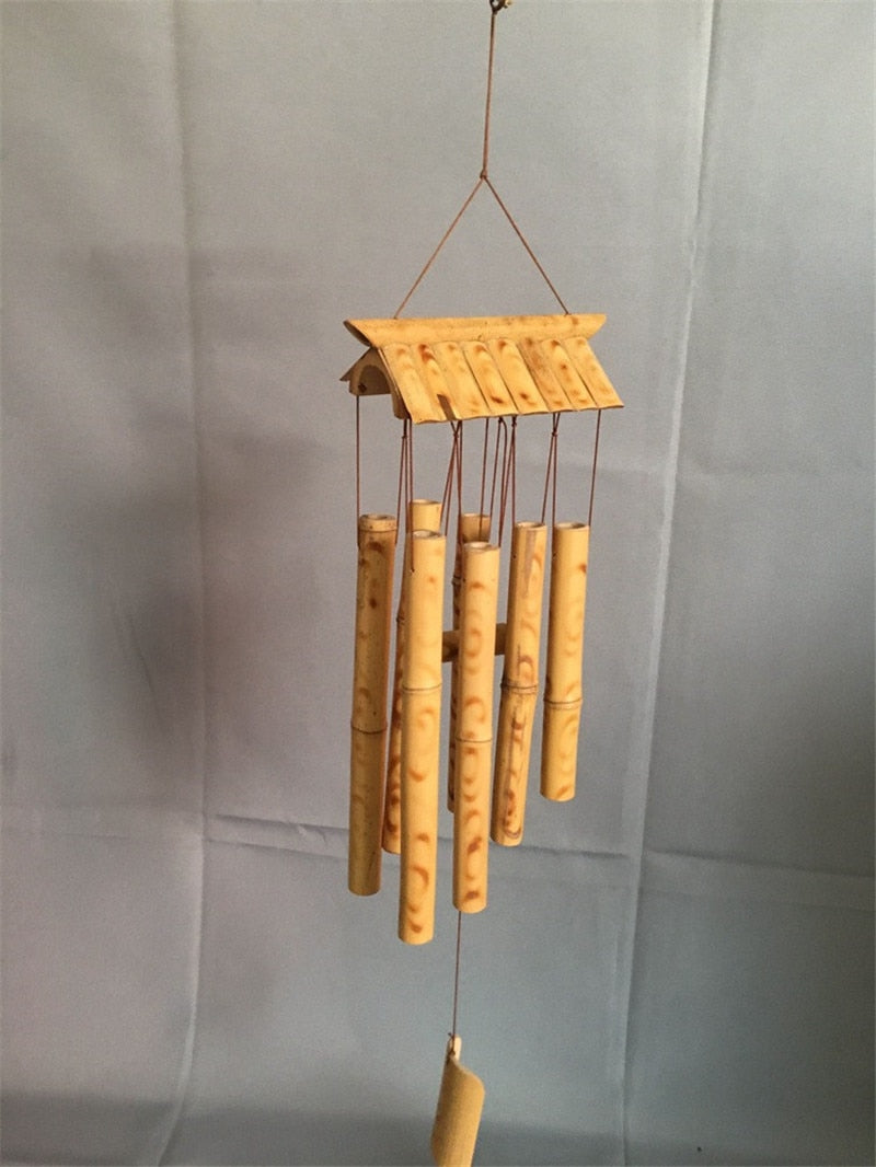 Bamboo Wind Chimes Pendant Balcony Outdoor Yard Garden Home Decor Antique Windbell Handmade Windchime Indoor Wall Hanging Crafts