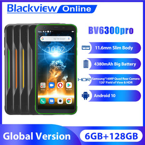 Blackview BV6300 Pro Global Version Cell phone 6GB+128GB IP68 16MP Rugged Smartphone 4380mAh Android 10 NFC 4G Mobile Phone