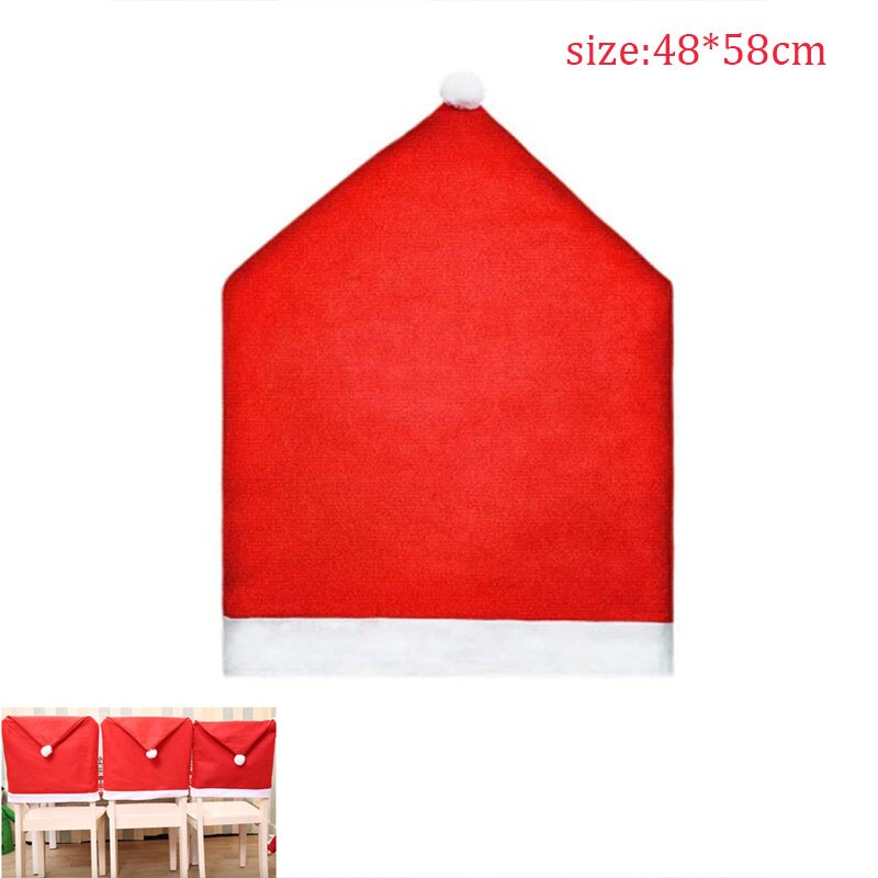 48*58cm Red Christmas Santa Claus Hat Chair Cover Xmas Dinner Party Oranments Merry Chrismas Decor For Home 2021 Happy New Year