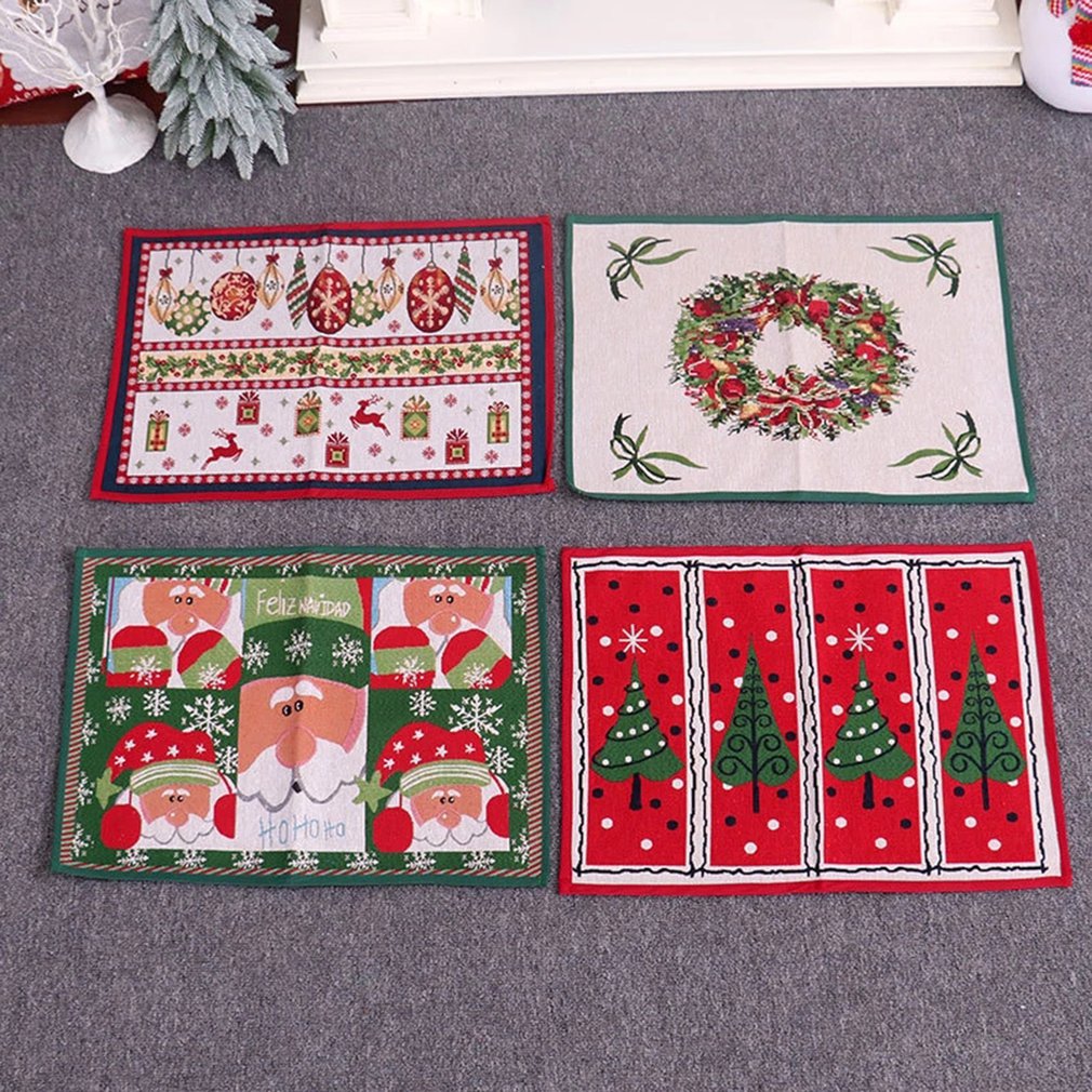 HOT Christmas Placemat Santa Claus Merry Decor Home Decor Ornaments Kitchen Chrismas Table Decoration Xmas Gift New Year 2022