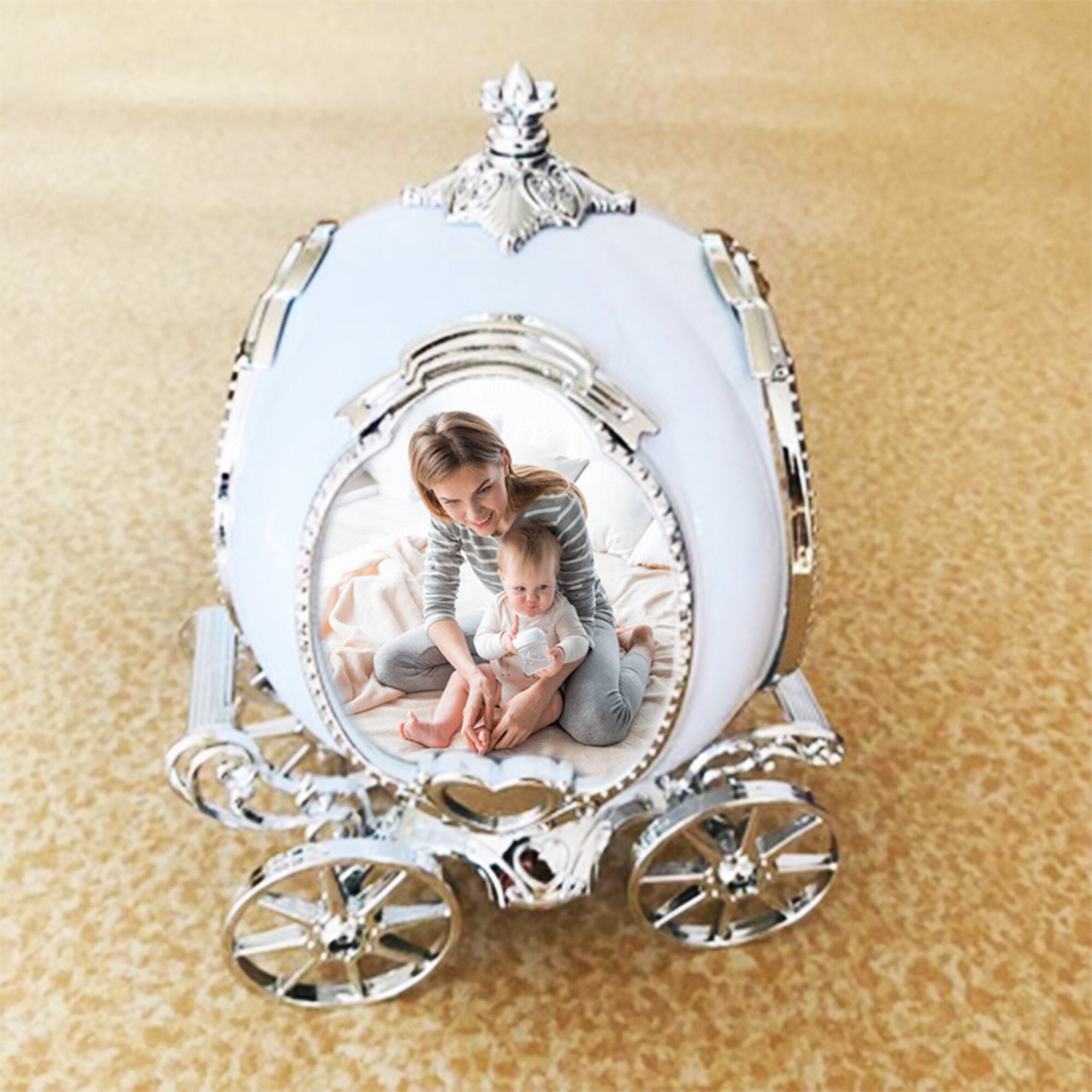 Personalized Decorative Photo Frame Rotatable Pumpkin Car Shaped Music Boxes Custom Photo Display 4 Pictures Music Box Best Gift