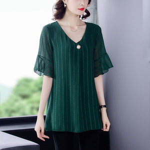 Dress Shirts Summer For Women Blouse Office Clothing Top Female Woman&#39;s Blouses Shirt V-Neck Plus Size Feminine Blusas chemise