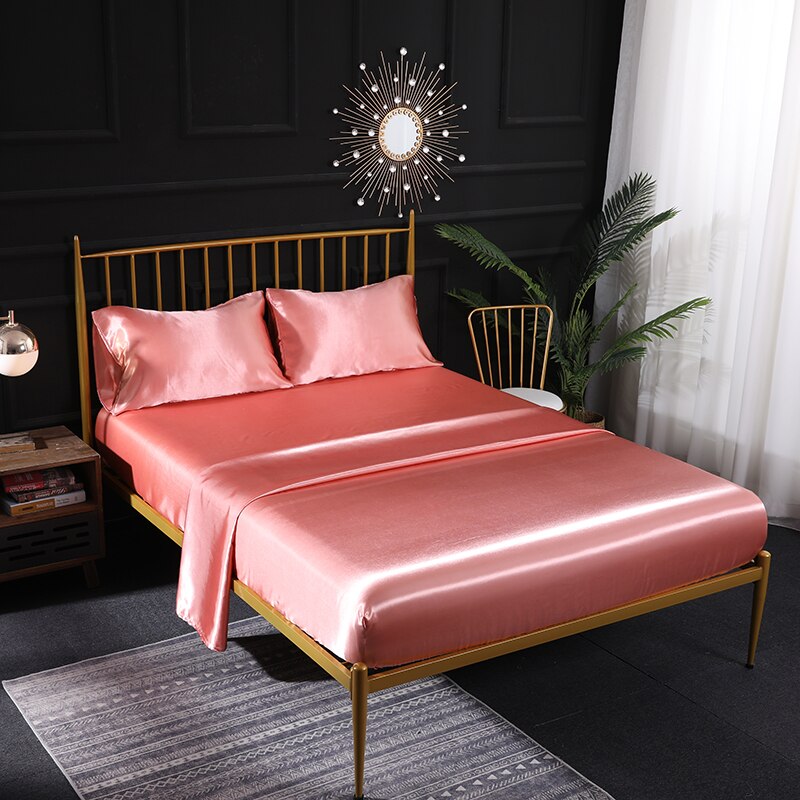 Bedding Set Luxury Queen King Size Set Of Sheets Satin Euro Bed Linens Elastic Bed Cover Sets Bedspreads For Single Double Beds