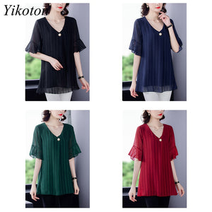 Dress Shirts Summer For Women Blouse Office Clothing Top Female Woman&#39;s Blouses Shirt V-Neck Plus Size Feminine Blusas chemise