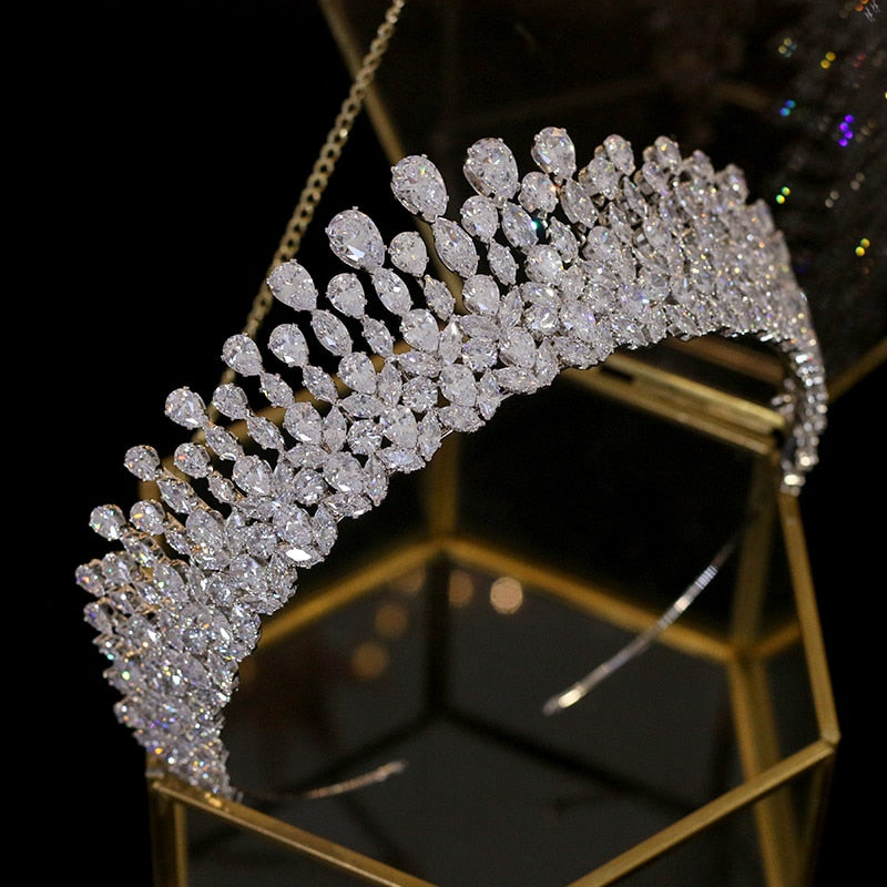 New Bride Tiara Crystal Headdress Wedding Hair Accessories Full Zircon Crowns Headband Wedding Jewelry Crowns For Women