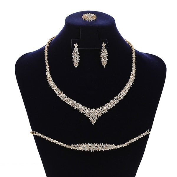 Jewelry Sets HADIYANA Charming 4PCS Necklace Earrings Ring And Bracelet Set For Women Wedding Got Enagged CN1794 Bisuteria