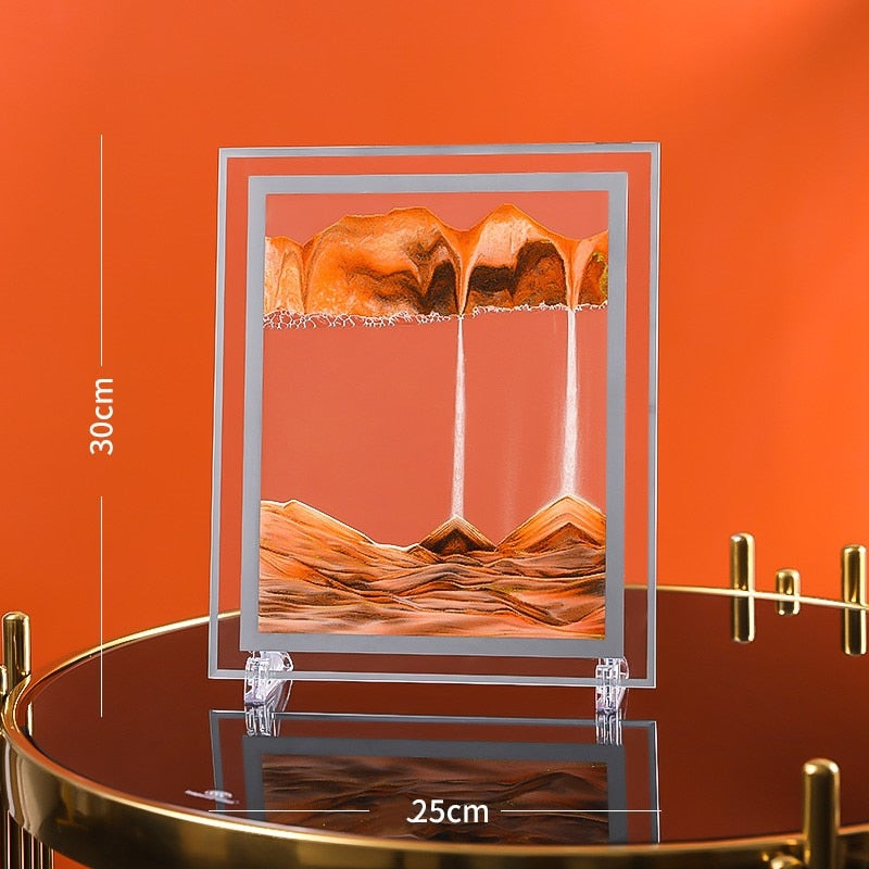 7/12inch Moving Sand Art Picture Round Glass 3D Deep Sea Sandscape In Motion Display Flowing Sand Frame Sand Painting