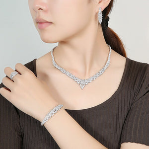 Jewelry Sets HADIYANA Charming 4PCS Necklace Earrings Ring And Bracelet Set For Women Wedding Got Enagged CN1794 Bisuteria