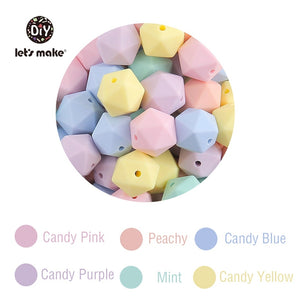 Let&#39;s Make 10pc 14mm Silicone Beads Hexagon Bpa Free Silicone Teether Diy Teething Toy Baby Chewable Accessories Baby Teether