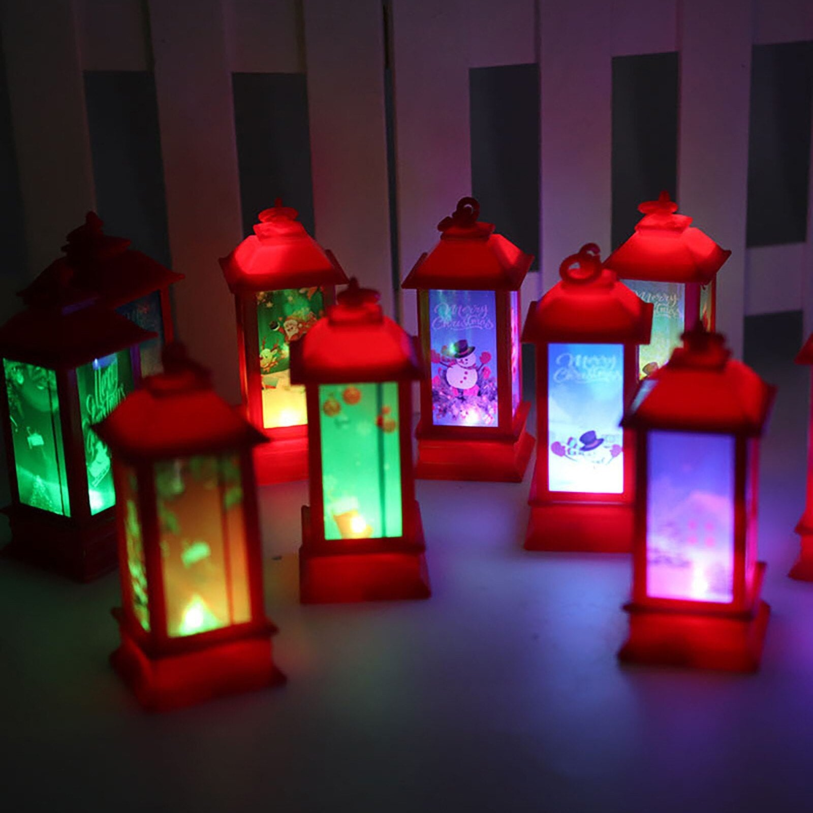 Christmas Wind Lantern Led Electronic Candle Light Santa Snowman Merry Chrismas Decor For Home Xmas Tree Decor Noel Kids Gifts