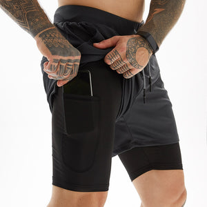 Men&#39;s Running Shorts Camo Gym Fitness Compression Workout Basketball 2 In 1 Tights Quick Dry Training Clothing Sports Shorts Man