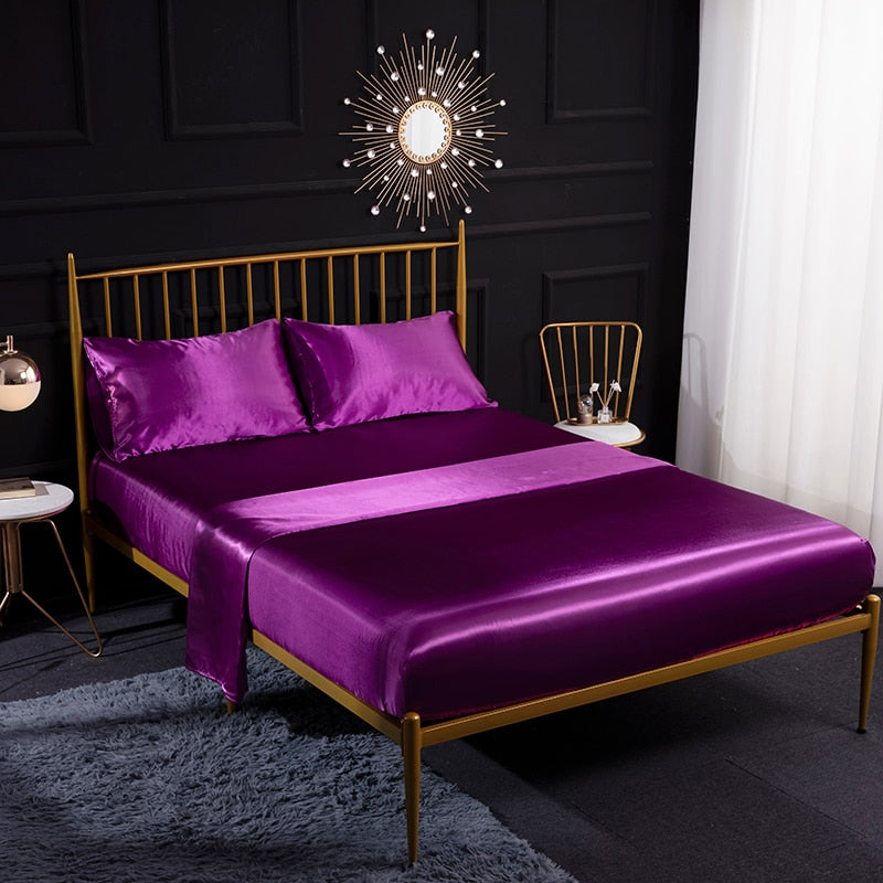 Bedding Set Luxury Queen King Size Set Of Sheets Satin Euro Bed Linens Elastic Bed Cover Sets Bedspreads For Single Double Beds