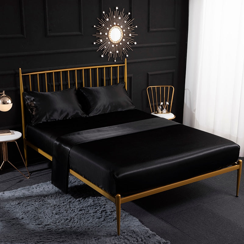 Bedding Set Luxury Queen King Size Set Of Sheets Satin Euro Bed Linens Elastic Bed Cover Sets Bedspreads For Single Double Beds