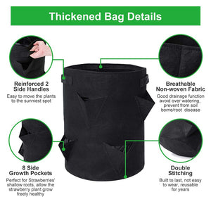 Garden Outdoor Planting Grow Bag Strawberry Vertical Flower Herb Pouch Root Breathable Vegetable Round Reusable Pot Planter D30