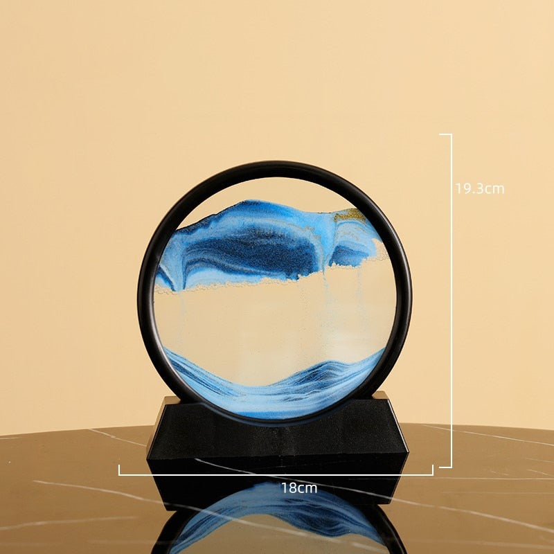 7/12inch Moving Sand Art Picture Round Glass 3D Deep Sea Sandscape In Motion Display Flowing Sand Frame Sand Painting