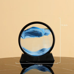 7/12inch Moving Sand Art Picture Round Glass 3D Deep Sea Sandscape In Motion Display Flowing Sand Frame Sand Painting