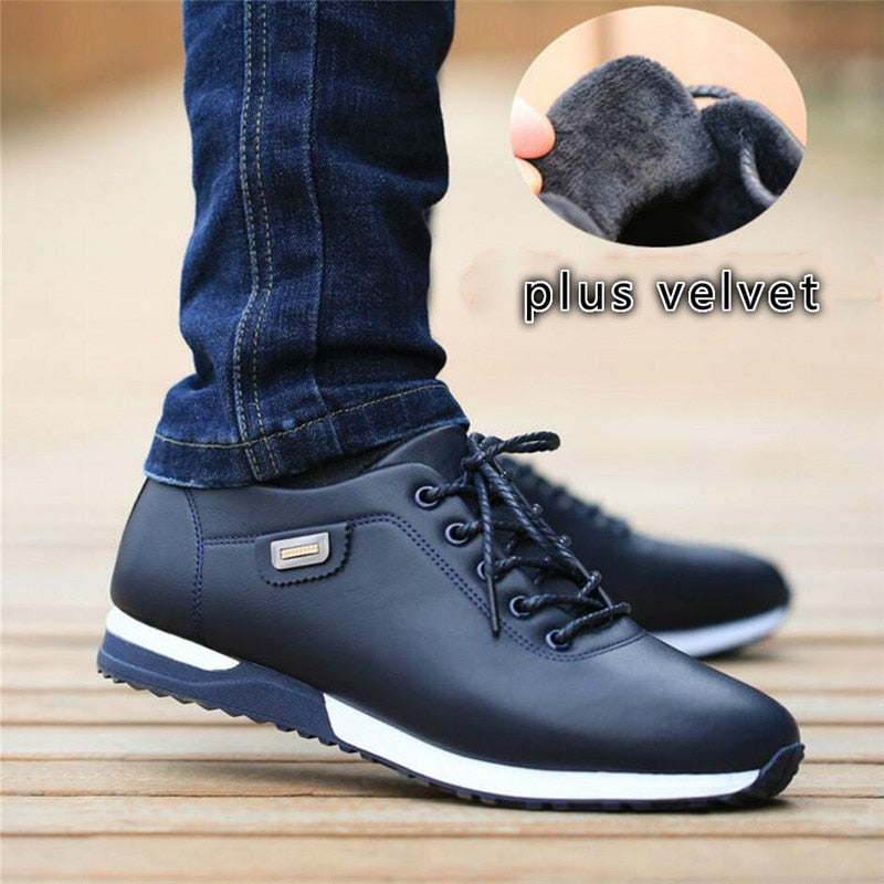 Men&#39;s PU Leather Business Casual Shoes for Man Outdoor Breathable Sneakers Male Fashion Loafers Walking Footwear Tenis Feminino