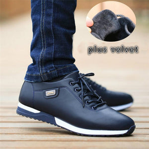 Men&#39;s PU Leather Business Casual Shoes for Man Outdoor Breathable Sneakers Male Fashion Loafers Walking Footwear Tenis Feminino