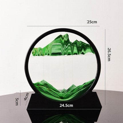 7/12inch Moving Sand Art Picture Round Glass 3D Deep Sea Sandscape In Motion Display Flowing Sand Frame Sand Painting