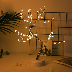 Mini Christmas Tree Copper Wire Garland Lamp LED Night Light for Home Kids Bedroom Decor USB/Battery Fairy Holiday Lighting