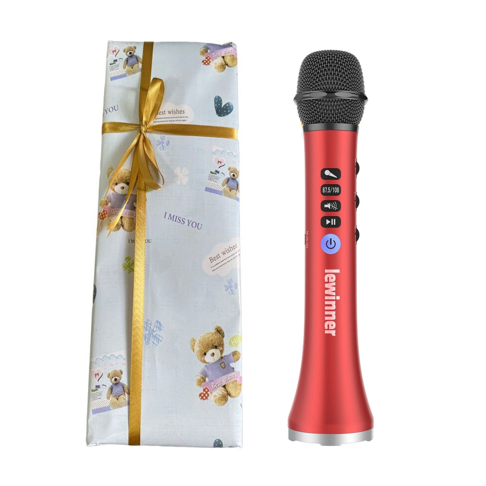 Lewinner Professional Karaoke Microphone Wireless Speaker Portable Bluetooth microphone for phone iphone Handheld Dynamic mic