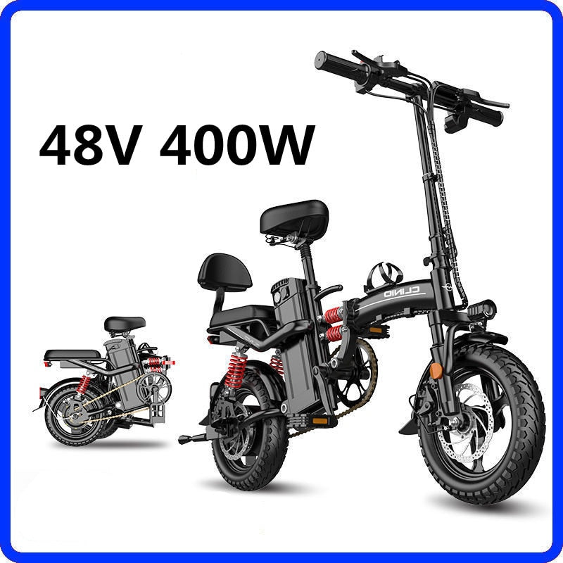 Electric bicycle 14 inch mini electric bicycle 48v15ah 32ah city eBike 400W powerful mountain bike / full throttle sports car