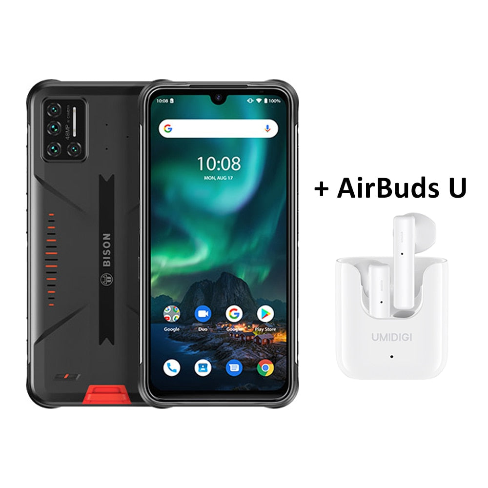 UMIDIGI BISON IP68/IP69K Waterproof Rugged Mobile Phone 48MP Matrix Quad Camera 6.3" FHD+ Display 6GB+128GB NFC Smartphone