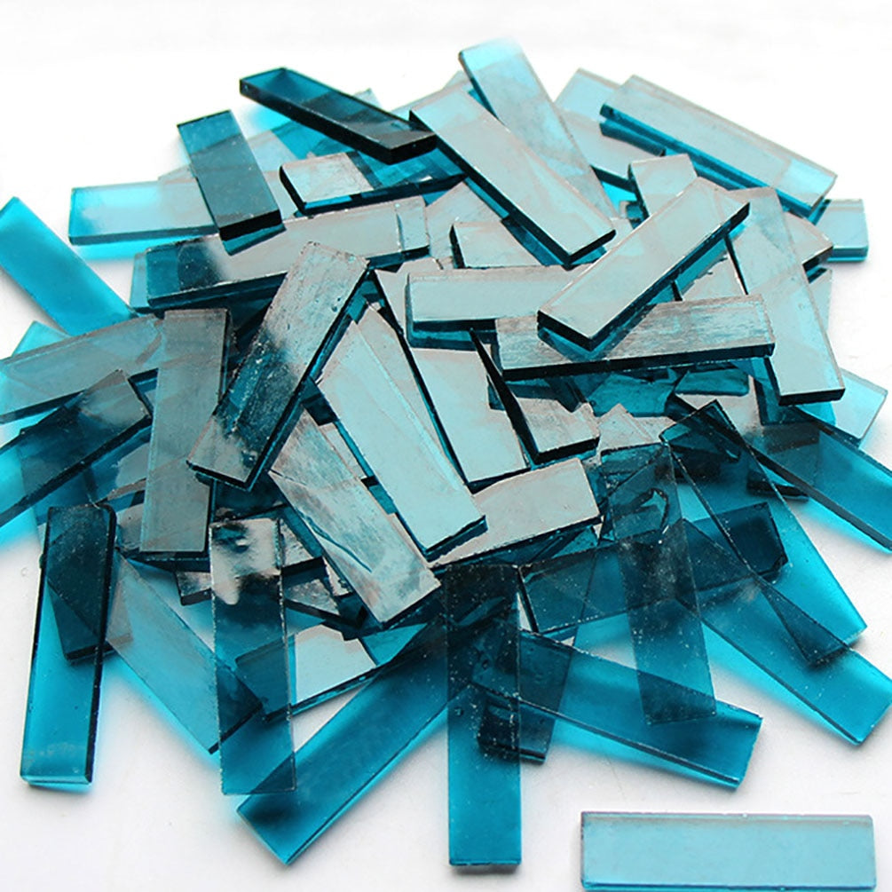 Mixed Color 1 X 4 Cm Square Stained Glass Strip Clear Glass Mosaic Pieces DIY Mosaic Tiles Hobbies Art Crafts Material 100g