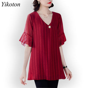 Dress Shirts Summer For Women Blouse Office Clothing Top Female Woman&#39;s Blouses Shirt V-Neck Plus Size Feminine Blusas chemise