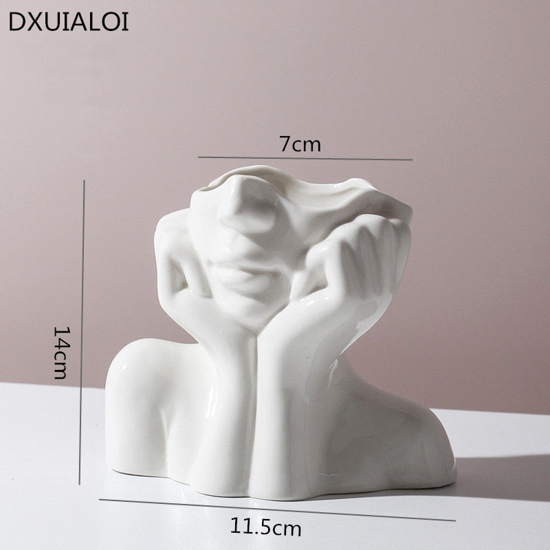 Ceramic Vase Nordic style living room decoration crafts simulation body art ornaments Home Deco Accessories DXUIALOI Flower vase