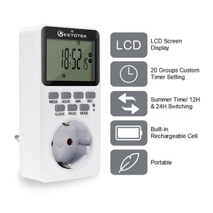 Electronic Digital Timer Socket EU/UK/US/FR Plug Outlet Programmable Timing Socket Control 220V Timer Switch Socket for Kitchen
