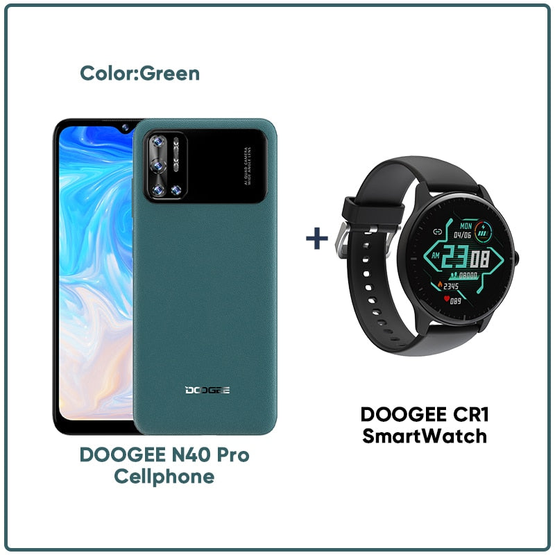 DOOGEE N40 Pro Smartphone 6.5 inch 20MP Quad Camera Helio P60 6GB+128GB Cellphone 6380mAh Battery 24W fast Charging