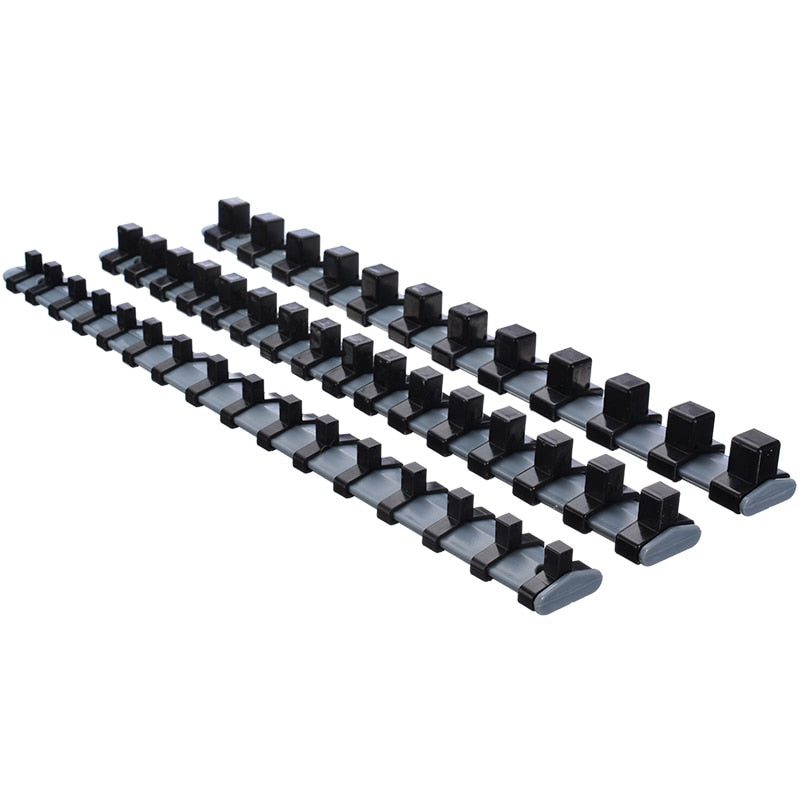 3pcs/set 1/4" 3/8" 1/2" Plastic Socket Tray Rail Rack Storage Holder Organizer Shelf Stand Socket Wrench Holders Home Tools
