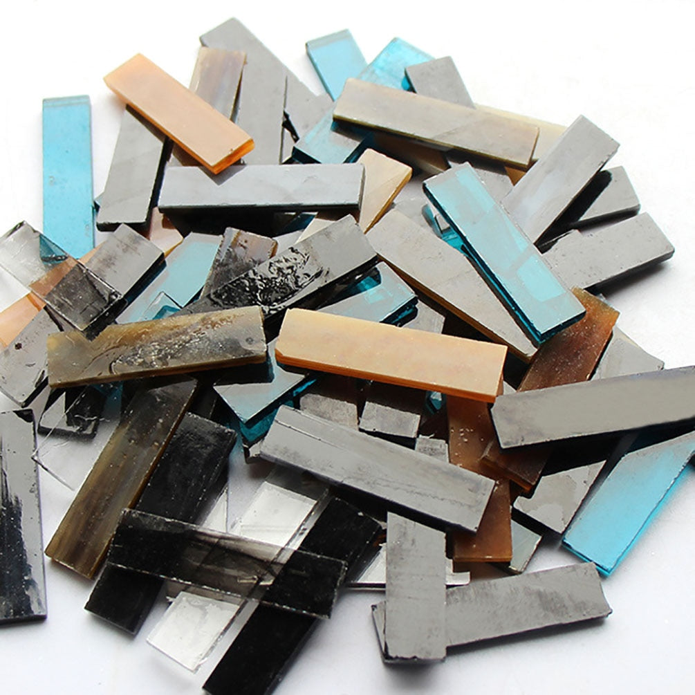 Mixed Color 1 X 4 Cm Square Stained Glass Strip Clear Glass Mosaic Pieces DIY Mosaic Tiles Hobbies Art Crafts Material 100g