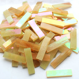 Mixed Color 1 X 4 Cm Square Stained Glass Strip Clear Glass Mosaic Pieces DIY Mosaic Tiles Hobbies Art Crafts Material 100g