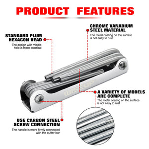 WISEUP Allen Keys Folding Hexagon key set CR-V Folding Screwdriver flat Torx Keys hand tools Portable star key Wrench Set