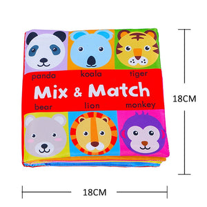 Cloth Book Cartoon Animal Face Matching Torn Baby Stereo Cloth Book Montessori Early Educational Teaching Toddler Books Gifts