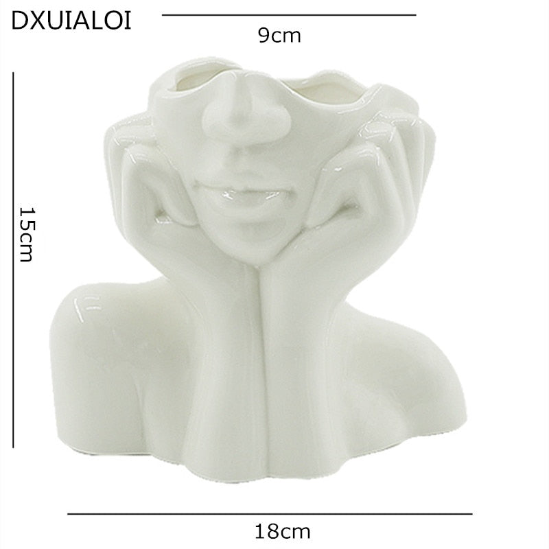 Ceramic Vase Nordic style living room decoration crafts simulation body art ornaments Home Deco Accessories DXUIALOI Flower vase