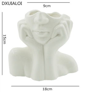 Ceramic Vase Nordic style living room decoration crafts simulation body art ornaments Home Deco Accessories DXUIALOI Flower vase
