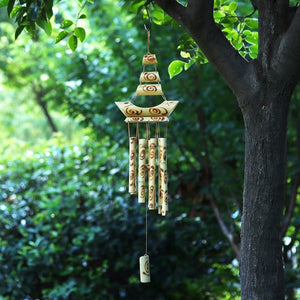 Bamboo Wind Chimes Pendant Balcony Outdoor Yard Garden Home Decor Antique Windbell Handmade Windchime Indoor Wall Hanging Crafts