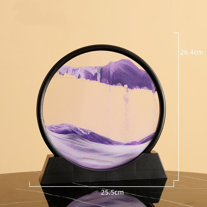 7/12inch Moving Sand Art Picture Round Glass 3D Deep Sea Sandscape In Motion Display Flowing Sand Frame Sand Painting