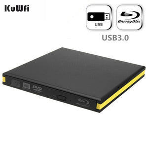 KuWfi External Blu-Ray Drive USB 3.0 Bluray Burner BD-RE CD/DVD RW Writer Play 3D Blu-ray Disc For PC/Laptop