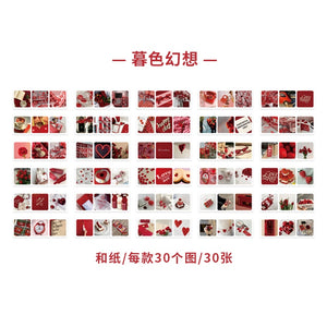 Journamm 30pcs/pack 90patterns/pack Ins Material Stickers Book Scrapbooking Junk Journal Creative Stationery DIY Deco Stickers