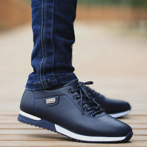 Men&#39;s PU Leather Business Casual Shoes for Man Outdoor Breathable Sneakers Male Fashion Loafers Walking Footwear Tenis Feminino